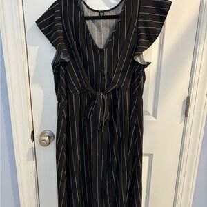 SHEIN Black and White Striped Midi Dress